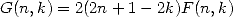 G(n,k) = 2(2n + 1- 2k)F(n,k)  