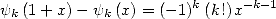 yk(1 +x) - yk(x) = (-1)k(k!)x-k-1