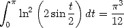  integral  p  (     t)     p3
    ln2  2sin 2  dt = 12
  0