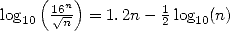     (   )
log10  1 V~ 6nn- = 1.2n-  12 log10(n)  