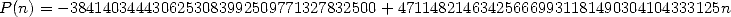 P(n) = - 3841403444306253083992509771327832500 +471148214634256669931181490304104333125n  