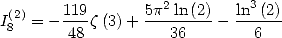                   2         3
I(28)= - 119z(3)+ 5p--ln-(2) - ln--(2)-
       48          36        6