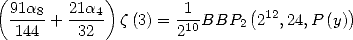 (            )
  91a8   21a4        -1-     ( 12        )
   144  +  32   z(3) = 210BBP2 2  ,24,P (y)