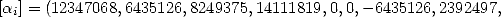 [ai] = (12347068,6435126,8249375,14111819,0,0,- 6435126,2392497,  