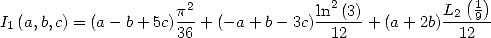                                                      ( )
                    p2-             ln2(3)-         L2-19--
I1(a,b,c) = (a- b+ 5c)36 + (- a+ b- 3c) 12  + (a+ 2b) 12