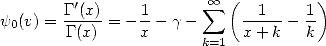        G'(x)    1       sum  oo  ( 1    1)
y0(v) =-G(x) = - x-- g-     x+-k-- k-
                       k=1